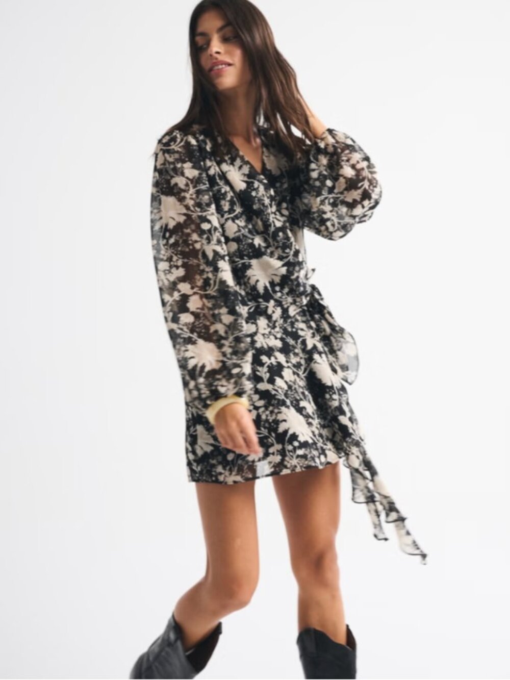 NWT Abercrombie & Fitch | TALL Long-Sleeve Plunge Wrap Mini Dress | Size XLT
